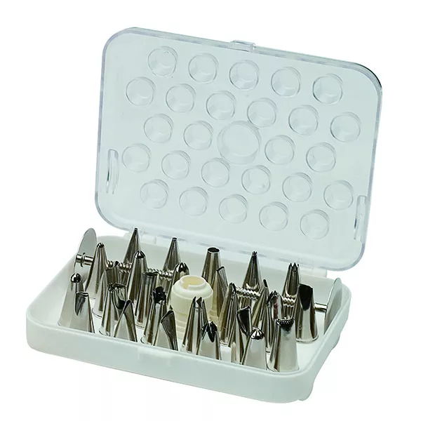 SET 26 Stück. KLEINE DEKORATIONSDÜSEN AUS EDELSTAHL + 3 Stk. SPEZIALFORMEN