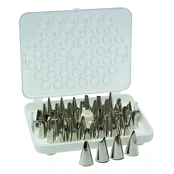 SET 36 Stück. DEKORIERDÜSEN AUS EDELSTAHL; GROSSES FORMAT + 2 Stk. SONDERFORMEN