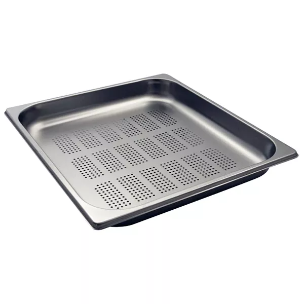 PERFORIERTES EDELSTAHLBLECH GASTRONORM 2/3, 32,5x35,4x6,5 cm. Fassungsvermögen 6,4 lt.