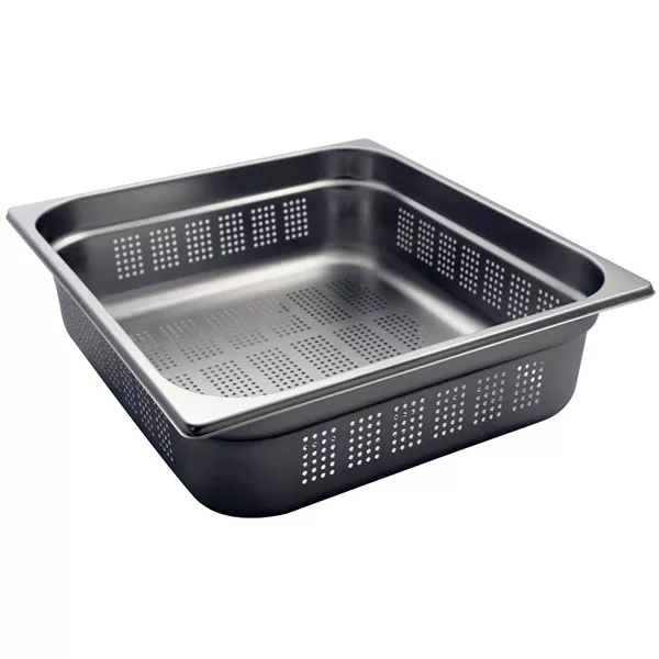 PERFORIERTES EDELSTAHLBLECH GASTRONORM 2/3, 32,5x35,4x10 cm. Fassungsvermögen 9,9 lt.