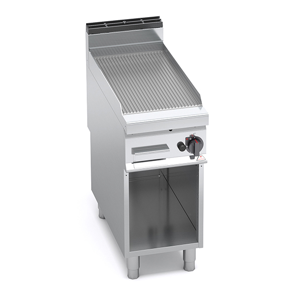 GAS-GRILLGRILL MIT GERIPPTER PLATTE BERTO'S MAXIMA 900 LINIE AUF OFFENER UNTERSEITE ABM. cm.40x90x90H