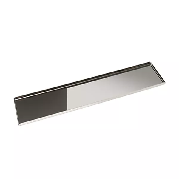 Präsentationstablett aus Edelstahl, 50 x 14 x 0,8 cm (H), mit Eckauflage
