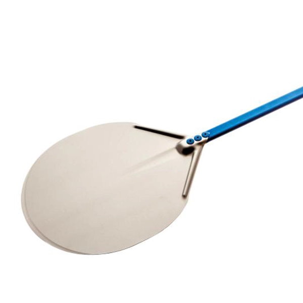 RUNDER PIZZASCHAUFEL MIT 60cm GRIFF - BLAUE Linie - Durchmesser 33cm --- Auslaufmodell ---