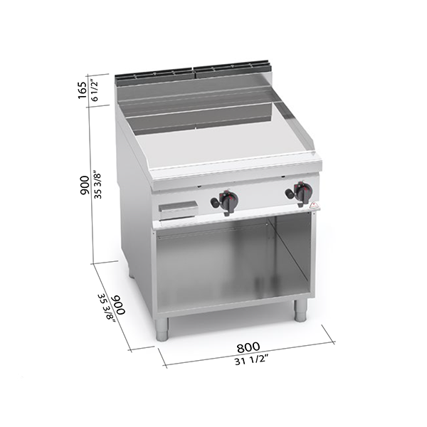 GAS-GRILLGRILL MIT GLATTER VERBUNDPLATTE BERTO'S MAXIMA 900 LINIE AUF OFFENER UNTERSEITE ABM. cm.80x90x90H 2