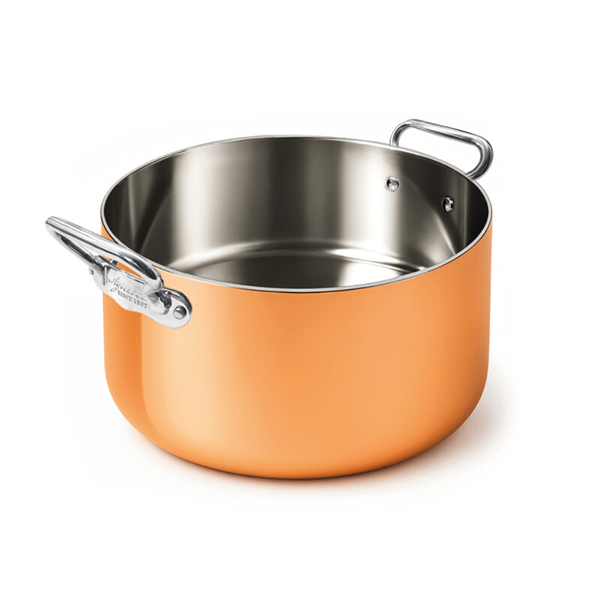 Hochinduktionsfähiger Kupfertopf, 2 Griffe aus Edelstahl, cm. 24 x 15