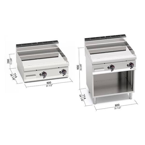 GAS-GRILLGRILL MIT GLATTER VERBUNDPLATTE BERTO'S MACROS 700 LINIE AUF OFFENER UNTERSEITE ABM. cm.80x70x90H 2